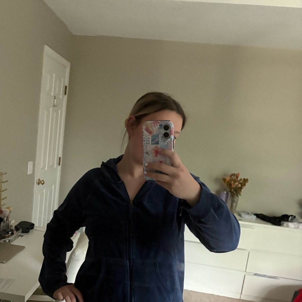 Navy velour hoodie | Y2K juicy couture vibes